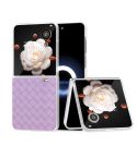 For Honor Magic V Flip Frosted Translucent Frame Woven Texture PU Phone Case(Purple)