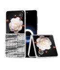 For Honor Magic V Flip Frosted Translucent Frame Color Lattice Texture PU Phone Case(Black)