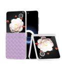 For Honor Magic V Flip Three Parts Frosted Translucent Frame Woven Texture PU Phone Case(Purple)