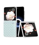 For Honor Magic V Flip Three Parts Frosted Translucent Frame Woven Texture PU Phone Case(Light Green)