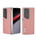 For Honor Magic V2 RSR Porsche Design ABEEL Transparent Frame Genuine Leather Wave Phone Case(Pink)