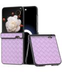 For Honor Magic V Flip Three Parts Black Frame Woven Texture PU Phone Case(Purple)