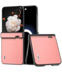 For Honor Magic V Flip ABEEL Three Parts Genuine Leather Wave Black Edge Phone Case(Pink)