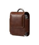 Folding Screen Mobile Phone Waist Hanging Universal Clutch Bag(Coffee)