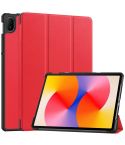 For Huawei Matepad SE 11 Custer Pure Color 3-Fold Holder Smart Leather Tablet Case(Red)