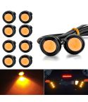 10pcs 23mm 1.5W DC12V Motorcycle Eagle Eye Light Double Lens Strobe Light(Yellow Light)