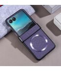 For Motorola Razr 50 Three-stage Folding Magsafe Cloth Texture Phone Case(Purple)
