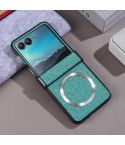 For Motorola Razr 50 Three-stage Folding Magsafe Cloth Texture Phone Case(Light Green)