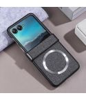 For Motorola Razr 50 Three-stage Folding Magsafe Cloth Texture Phone Case(Grey)