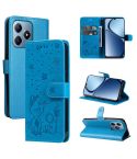 For Realme C63 / C61 Global Cat and Bee Embossed Flip Leather Phone Case(Blue)
