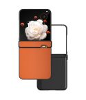 For Honor Magic V Flip Three Parts PU Leather Black Frame Full Coverage Phone Case(Orange)