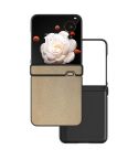 For Honor Magic V Flip Three Parts PU Leather Black Frame Full Coverage Phone Case(Gold)