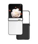 For Honor Magic V Flip Three Parts PU Leather Black Frame Full Coverage Phone Case(White)