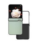 For Honor Magic V Flip Three Parts PU Leather Black Frame Full Coverage Phone Case(Light Green)