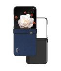 For Honor Magic V Flip ABEEL Three Parts Genuine Leather Luolai Series Phone Case(Dark Blue)