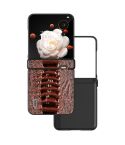 For Honor Magic V Flip ABEEL Three Parts Genuine Leather Weilai Series Phone Case(Coffee)