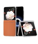 For Honor Magic V Flip ABEEL Three Parts Frosted Translucent Frame PU Leather Full Coverage Phone Case(Orange)