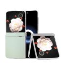 For Honor Magic V Flip ABEEL Three Parts Frosted Translucent Frame PU Leather Full Coverage Phone Case(Light Green)