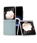 For Honor Magic V Flip ABEEL Three Parts Frosted Translucent Frame PU Leather Full Coverage Phone Case(Light Blue)