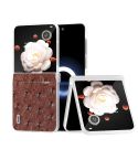 For Honor Magic V Flip ABEEL Three Parts Frosted Translucent Frame Genuine Leather Ostrich Texture Phone Case(Coffee)