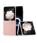 For Honor Magic V Flip ABEEL Frosted Translucent Frame PU Leather Full Coverage Phone Case(Light Pink)