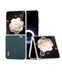 For Honor Magic V Flip ABEEL Frosted Translucent Frame Genuine Leather Luolai Series Phone Case(Dark Green)