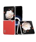 For Honor Magic V Flip ABEEL Frosted Translucent Frame Genuine Leather Luolai Series Phone Case(Red)