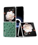 For Honor Magic V Flip ABEEL Frosted Translucent Frame Genuine Leather Ostrich Texture Phone Case(Green)