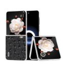 For Honor Magic V Flip ABEEL Frosted Translucent Frame Genuine Leather Ostrich Texture Phone Case(Black)