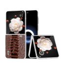 For Honor Magic V Flip ABEEL Frosted Translucent Frame Genuine Leather Weilai Series Phone Case(Coffee)
