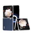 For Honor Magic V Flip ABEEL Frosted Translucent Frame Genuine Leather Xiaoya Series Phone Case(Blue)