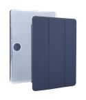 For OnePlus Pad 2 Tri-fold Clear TPU Smart Leather Tablet Case with Pen Slot(Dark Blue)