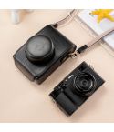 For FUJIFILM X100VI Full Body Leather Camera Case Bag with Strap(Black)
