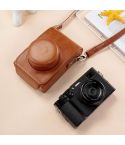 For FUJIFILM X100VI Full Body Leather Camera Case Bag with Strap(Brown)