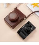 For FUJIFILM X100VI Full Body Leather Camera Case Bag with Strap(Coffee)