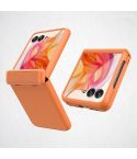 For Motorola Razr 50 Ultra Integrated Fold Hinge Grid Texture Phone Case(Orange)