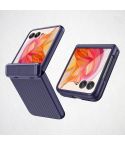 For Motorola Razr 50 Ultra Integrated Fold Hinge Grid Texture Phone Case(Blue)