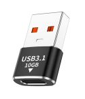 120W 10Gbps USB3.1 Male to USB-C / Type-C Female OTG Mini Adapter(Black)