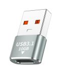 120W 10Gbps USB3.1 Male to USB-C / Type-C Female OTG Mini Adapter(Grey)