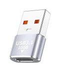 120W 10Gbps USB3.1 Male to USB-C / Type-C Female OTG Mini Adapter(Silver)