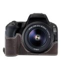 For Canon EOS 200D II / 200D Buffalo Texture PU Leather Camera Half Case Base(Dark Coffee)