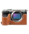 For Sony ILCE-7CM2 / Alpha 7C II Glossy PU Leather Camera Half Case Base(Brown)