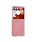 For Motorola Razr 50 Metallic Paint Skin Feel Leather Phone Case(Pink)