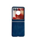 For Motorola Razr 50 Metallic Paint Skin Feel Leather Phone Case(Blue)