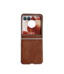 For Motorola Razr 50 Metallic Paint Skin Feel Leather Phone Case(Brown)
