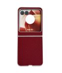 For Motorola Razr 50 Carbon Fiber Leather Grain Kevlar Folding Phone Case(Red)