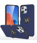 For Redmi 12 4G PC Hybrid TPU Magnetic Ring Holder Phone Case(Navy Blue)