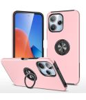 For Redmi 12 4G PC Hybrid TPU Magnetic Ring Holder Phone Case(Rose Gold)