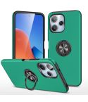 For Redmi 12 4G PC Hybrid TPU Magnetic Ring Holder Phone Case(Dark Green)
