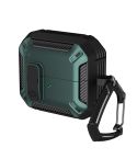 For Samsung Galaxy Buds 3 / 3 Pro Dual-color Earphone Protective Case with Switch & Hook(Black Green)
